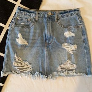 Forever 21 Distressed light wash Denim Skirt